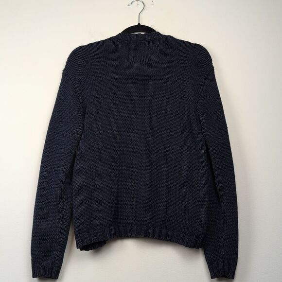 Vintage Paul Harris Design Patchwork Knit Cardigan Sweater Navy Size M - Picture 10 of 11